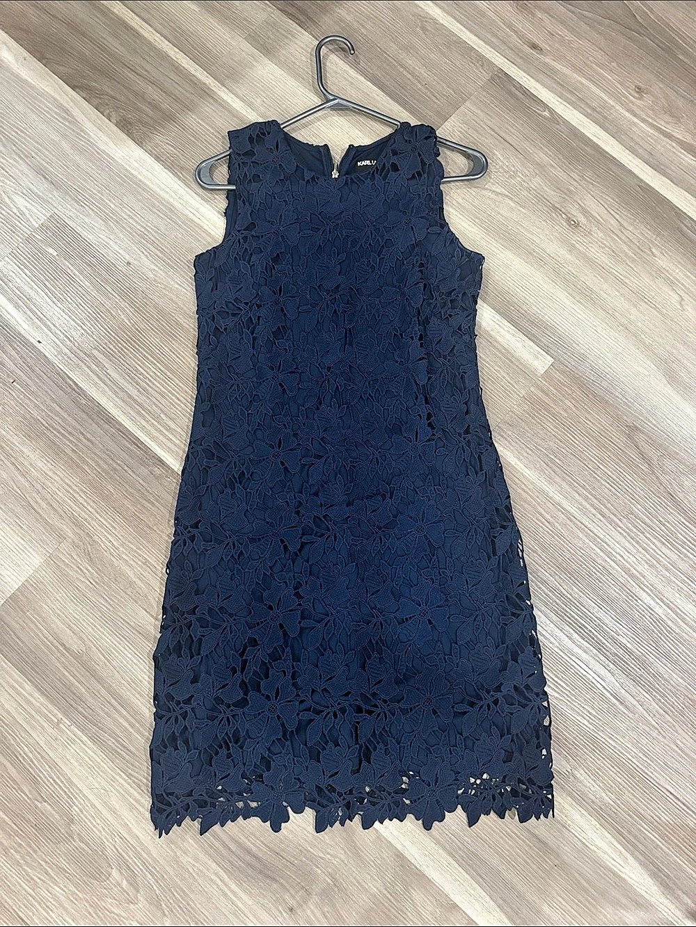 Karl Lagerfeld Lace Mini Dress in Blue Size 2 Like New
